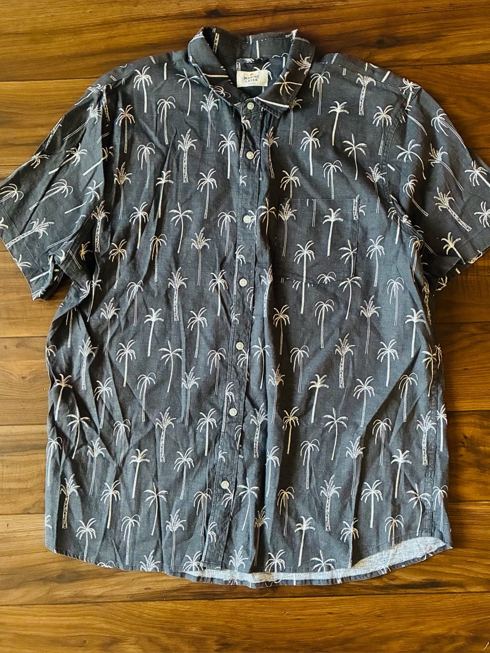 Marine Layer Palm Men’s Short Sleeve Hemp Blend Button Down Mens Size XL